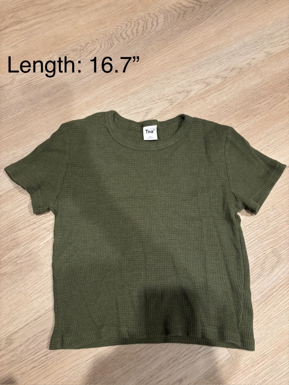 TNA Olive Cropped Ribbed Short Sleeve Tee